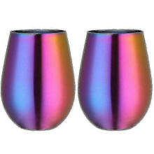 (Symphony) Two-piece stainless steel stemless wine glasses, Spherical design, Keeps room temperature, Non-toxic and odorless