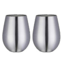 (True color) Two-piece stainless steel stemless wine glasses, Spherical design, Keeps room temperature, Non-toxic and odorless