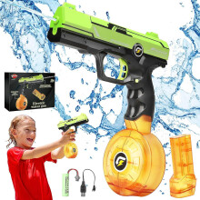 (As show, One size) Water Blasters Pistol - Rechargeable Automatic Squirt Toys With 2 Magazines 500cc , 32 Ft Powelful Long Distance Water Blaster Kids Adults, Electric S