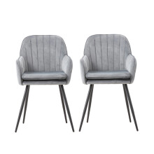 (Grey) Set of 2 Upholstered Dining Chairs