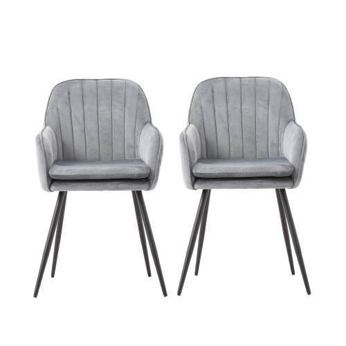Living And Home (Grey) Set of 2 Upholstered Dining Chairs