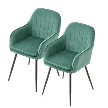 (Green) Set of 2 Upholstered Dining Chairs