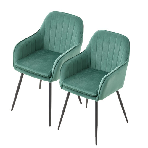 Living And Home (Green) Set of 2 Upholstered Dining Chairs