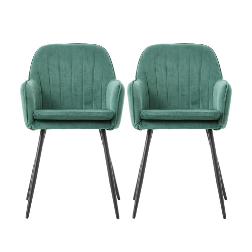 Living And Home (Green) Set of 2 Upholstered Dining Chairs 2