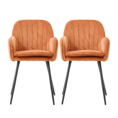 Living And Home (Orange) Set of 2 Upholstered Dining Chairs 2