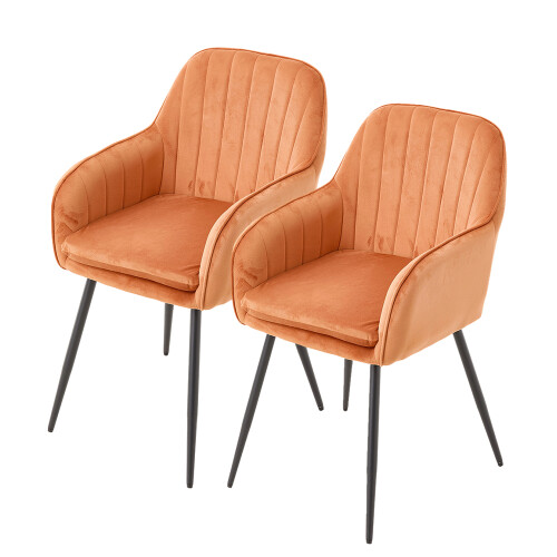 Living And Home (Orange) Set of 2 Upholstered Dining Chairs