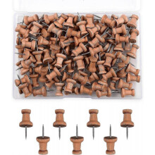 100 Wood Push Pins with Steel Tip for Cork Board, Bulletin Board, Map & Craft Projects - 100pcs