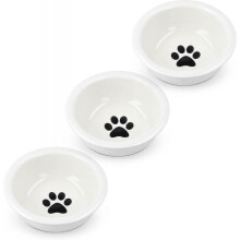 Pet Bowl Set - Triple Ceramic Feeder & Waterer for Cats & Small Dogs - 320ml Capacity