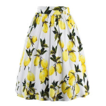 (XXL, white) Summer Lemon Print Skirt - Stylish & Fashionable Women's Skirt