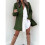 (M,army green)Autumn And Winter Solid Color Thin Long-sleeved Pocket Woolen Women's Coat 1