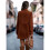 (2XL,brick red)Autumn And Winter Solid Color Thin Long-sleeved Pocket Woolen Women's Coat 3
