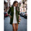 (2XL,army green)Autumn And Winter Solid Color Thin Long-sleeved Pocket Woolen Women's Coat 4