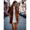 (3XL,brick red)Autumn And Winter Solid Color Thin Long-sleeved Pocket Woolen Women's Coat 4