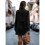 (XL,black)Autumn And Winter Solid Color Thin Long-sleeved Pocket Woolen Women's Coat 3