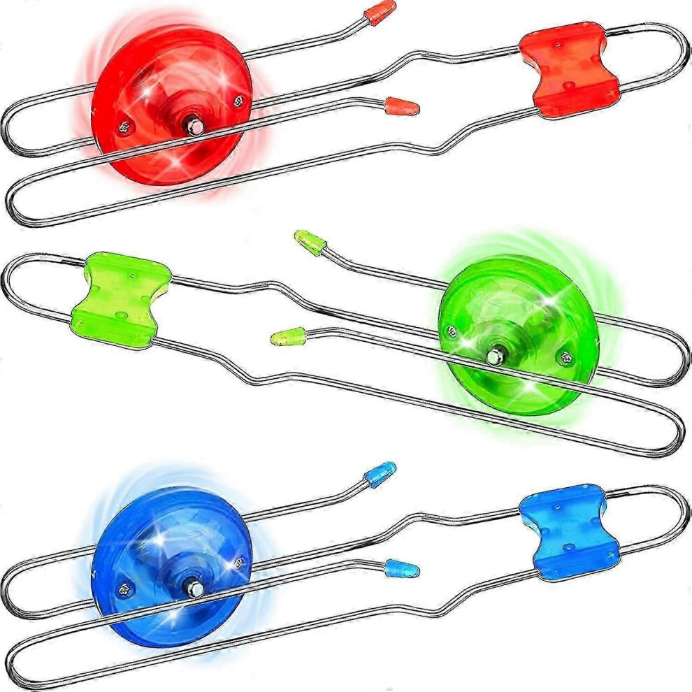 Kikidex (Round, One Size) Retro Magic Rail Twirler Toy 3-Pack Led Light Up Glow Gyro Wheel Magnetic Yoyo Toys, Nostalgia Classic Vintage Gifts Party Favors Fo
