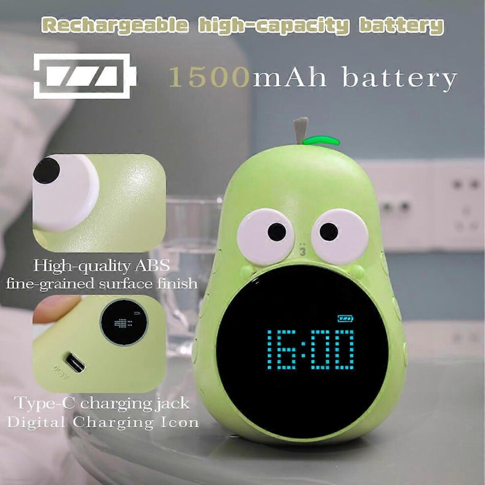 Kikidex (As Show, One Size) Kids Alarm Clock, Cute Pear Wake Up Kids Sleep Training Alarm Clock, With 6 Kinds Of Alarm Clocks, Fun Voice Chime Alarm Clock