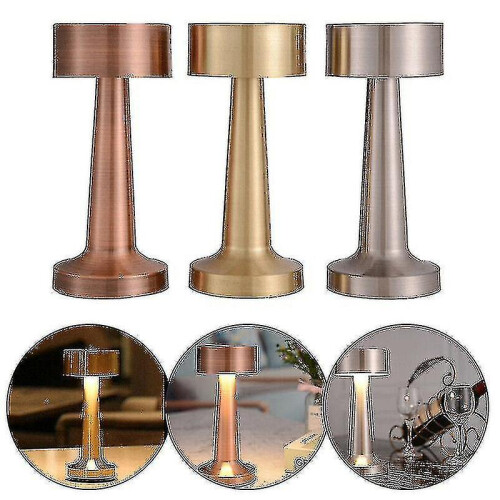 (Dumbbell,Bronze)Rechargeable Led Table Lamp Touch Sensor Desk Light Bedroom Restaurant Bar Dcor