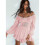 (M,Pink)Women Off Shoulder Long Sleeve Romper Shorts Ruffle Jumpsuit Playsuit 1