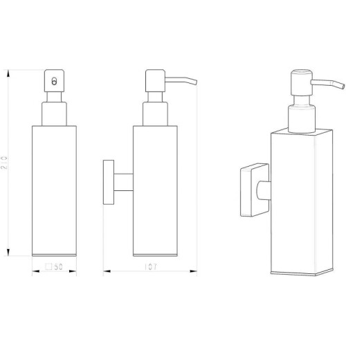 Stainless Steel Soap Dispenser In Black - Bathroom Wall Mount Drill Rack Holder (stainless Steel (black), Angular) 2