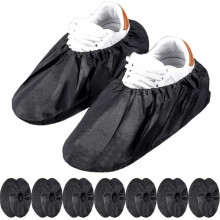 10 Pairs Reusable Non-slip Shoe Covers Waterproof Boot Covers for Household Carpet Protection Machine Washable (black)