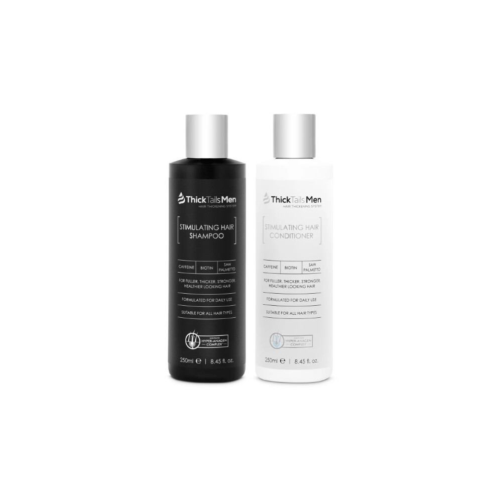 Thicktails Men's Hair Growth Shampoo & Conditioner Set With Biotin, Caffeine & Saw Palmetto, Sulphate-Free, Fuller-Looking Hair, Healthy Scalp