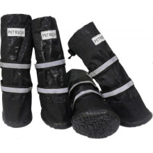(S, Black) 2 Pairs Dog Shoes, Waterproof Dog Boots, Warm Lining Nonslip Rubber Sole For Snow Winter For Medium And Large Dog
