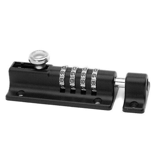 Combination Lock Latch 4 Digit Combination Lock Mechanical Code Door Lock Keyless Slide Lock Tamper Proof Door Lock for Garden Cabinet Black