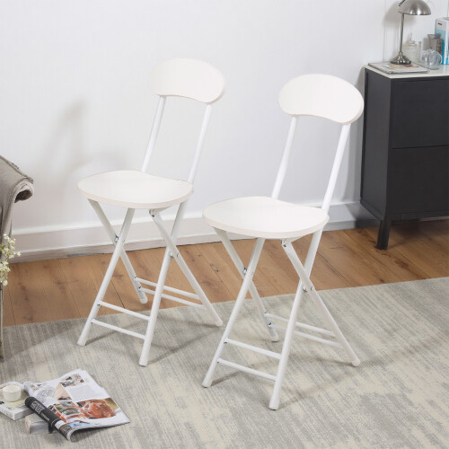 Living And Home (White, 2pcs) Portable Foldable Dining Chairs 2
