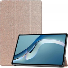 For Huawei MatePad Pro 12.6 2021 Tablet Case Lightweight Tri-Fold Stand PC Hard Back Cover Cover Full Body Rugged Shockproof Cover(Color: Rose Gold)
