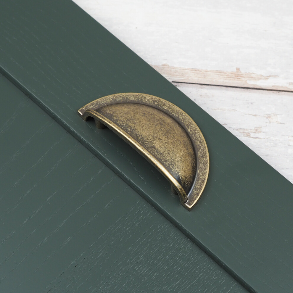 (64Mm Cup) Antique Brass Traditional Cup Or Knob Cabinet Handle 5056767303675