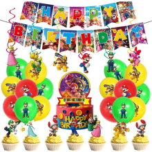 14-teiliges Mario-Geburtstagsparty-Zubehör – XINBOHUI Super Mario-Geburtstagsparty-Dekorationsset „Happy Birthday“ Banner, Wimpelkette, Ku