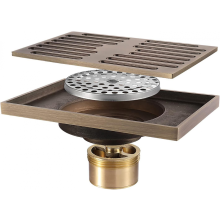 Podlahový odtok do sprchy 140x90mm, mosadzný sprchový odtok s protizápachovým povrchom, vhodný do kúpeľne