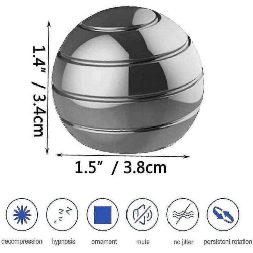 (Silver)Kinetic Desk Toy, Optical Illusion Metal Fidget Spinning Ball-Good 2