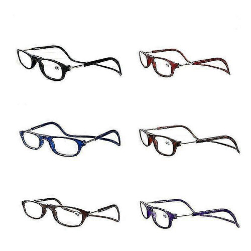 (1.00 strength, Leopard) 1.0~ 4.0 Hanging Magnetic Reading Eye Glasses Front Snap Click Connect Neck-Yvan 1
