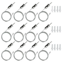 12 Sets Hexagon Garage Suspension Cables Kit Steel Hanging Chains, Honeycomb Light Connector Pendant Wire Rope Cable 2m