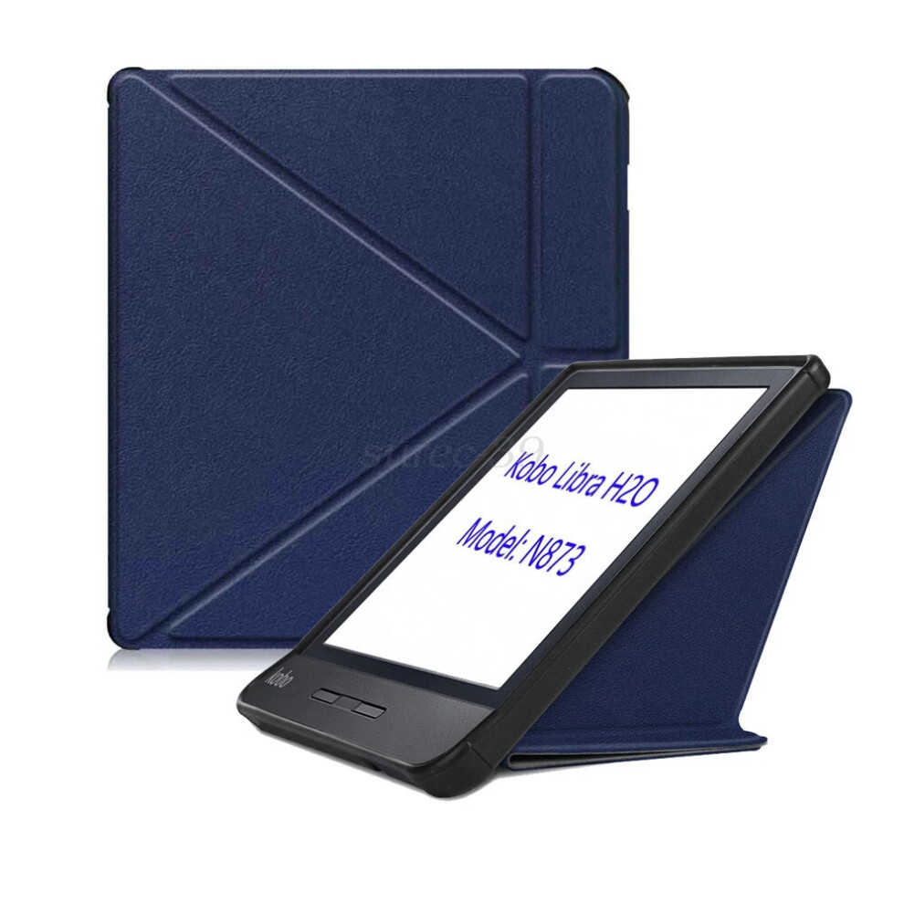 (For Kobo Libra H2o N873, ) Auto Wake/Sleep Ereader Cover 7 Inch Protective Shell For Kobo Libra H2o N873 - Shockproof Magnetic Stand Case Cover Blue 6963793993017