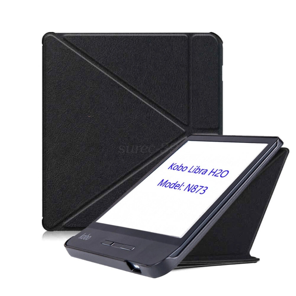 (For Kobo Libra H2o N873, ) Auto Wake/Sleep Ereader Cover 7 Inch Protective Shell For Kobo Libra H2o N873 - Shockproof Magnetic Stand Case Cover Black 6963793993000