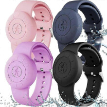 4pcs Waterproof Silicone Wristband Case Holder for Apple Airtag with Kids Safe Design Anti-lost Tracker Protective Cover Strap Accessory