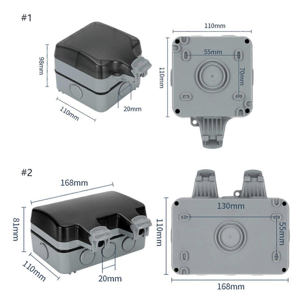 (1, One size) Outdoor Switched Electrical Outlet Wall Socket with Weatherproof Enclosure Garden Single/Double Outlets Power Socket