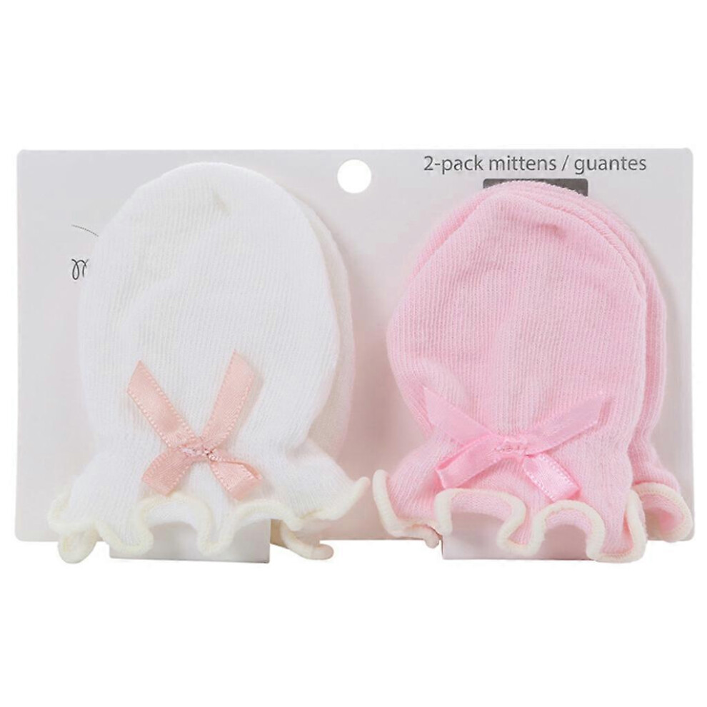 (E, One size) Solid Color No Scratch Mitts Baby Anti Scratching Soft Cotton Bows Gloves Newborn for Protection Face Scratch Hands Glov