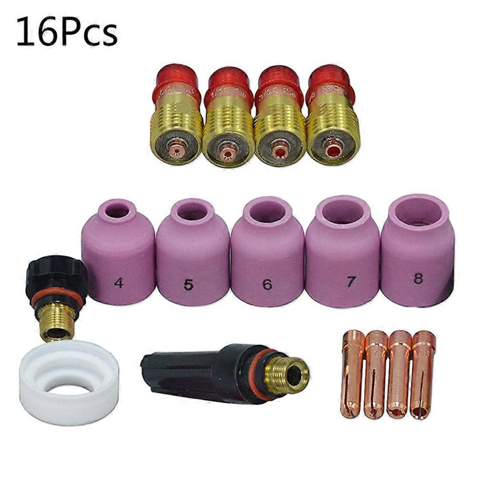(As show, One size) Welding Torch Accessories Kit TIG Welding Torches Stubby Gas Lens Collets Alumina Nozzles Back Cap Kit for SR WP 17 18