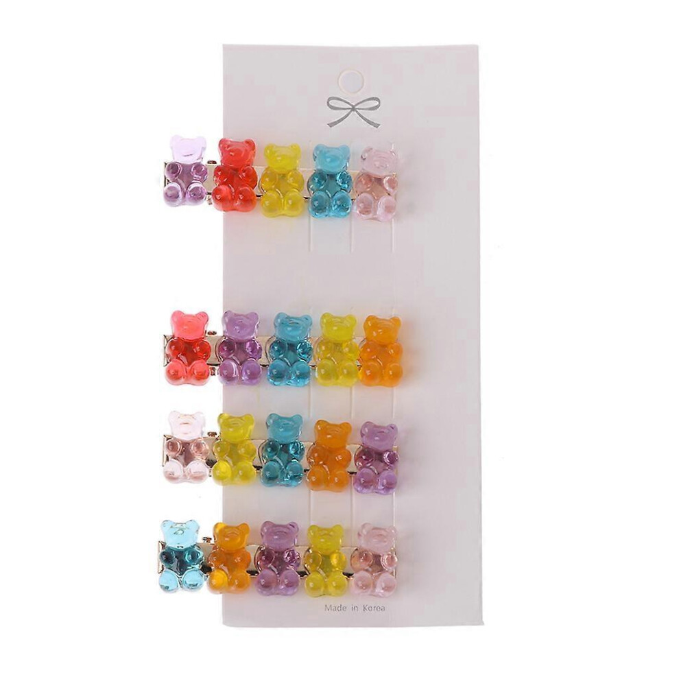 (A, One size) Assorted Color Gummy Bear Rainbow Candy Barrettes Mixed Gummy Barrette Side Clip One Word Hair Clips for Daily Wear
