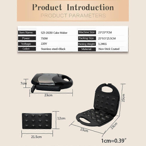 (As show, One size) Electric Walnut Cake Maker Automatic Nut Waffle Bread Machine Sandwich Iron Toaster Baking Breakfast Pan Oven EU plug  Black 1