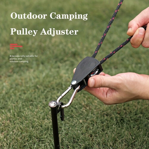 (4 Pcs Black) High-Visibility Reflective Camping Tent Ropes with Adjustable Pulleys - Durable Polyester,Camping Accessories 1