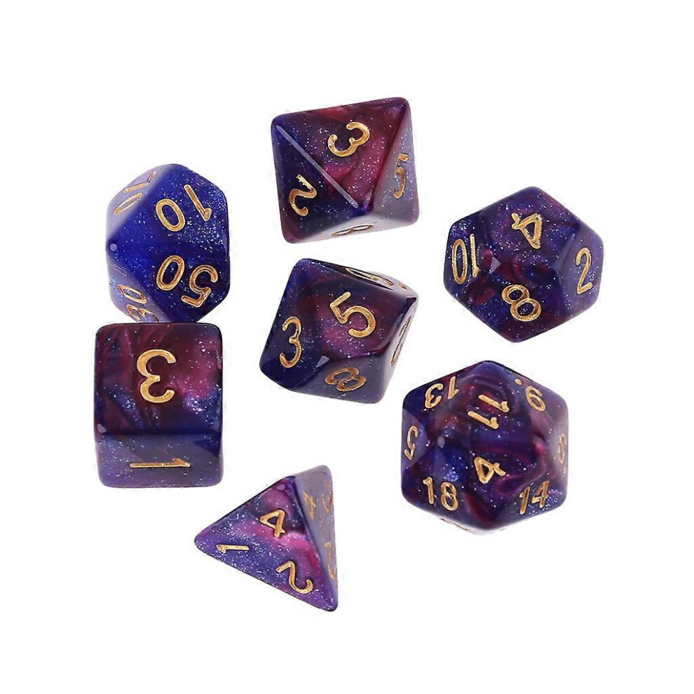 ( One Size) 7Pcs/Set Dichromatic D4 D6 D8 D10 D12 D20 Polyhedral Dices Numbers Dials Desktop Table Board Game Green/Purple