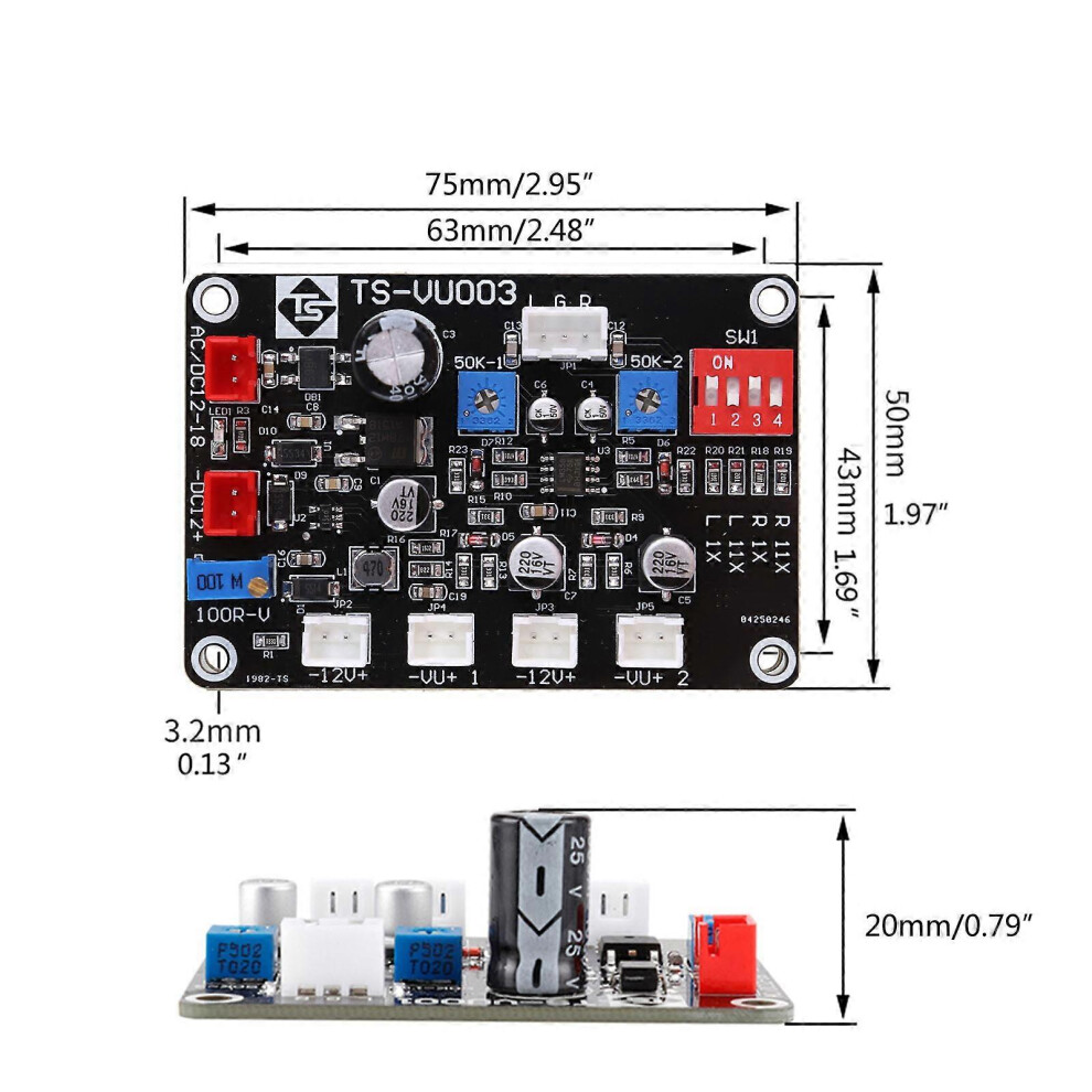 (As Show, One Size) Mini High Accuracy Vu Meter Db Amplifier Level Audio Meter With Backlight For Diy Home Audio Ts-Db90a-2Q 960Ua 6933423601834