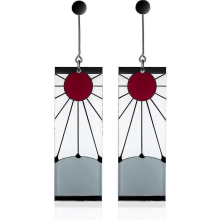 Tanjiro-Ohrringe aus 925er Sterlingsilber, Anime, Dämonentöter, Cosplay, Tanjiro, schwarze Ohrringe, Ohrclip, Kimetsu No Yaiba, Hanafuda, Ha