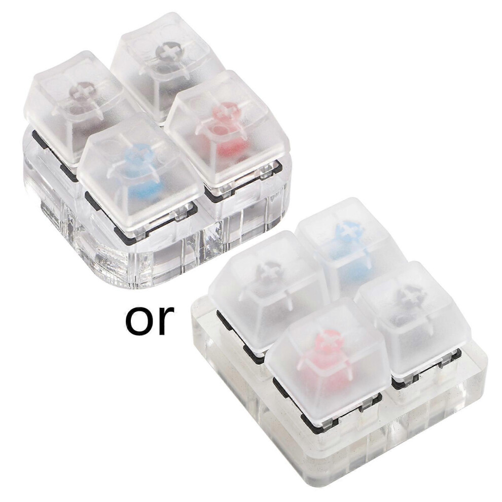 (As show, One size) 4 Keys Translucent Keycaps Testing Tool Gateron MX Switches Keyboard Tester Kit Clear Keycaps Sampler PCB Mechanical