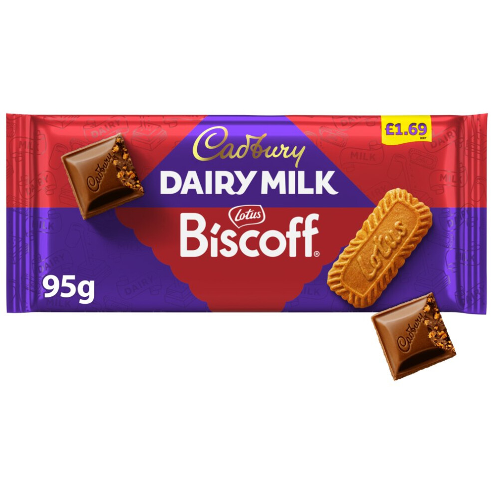 Cadbury Dairy Milk Biscoff Biscuit Chocolate Bar 95G (Pack Of 21)
