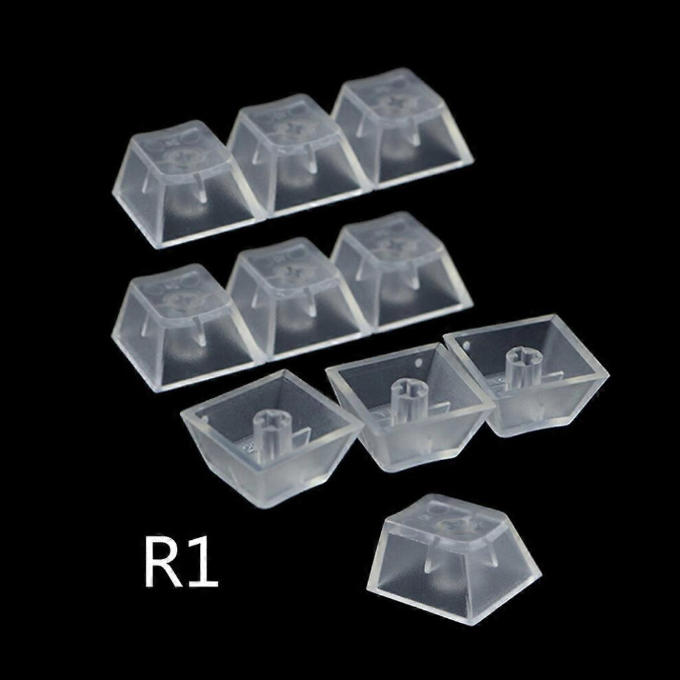 (R3, One size) 10Pcs Transparent ABS Keyboard Keycap Set No Printed Key Caps Compatible for Gaming Mechanical Keyboard (10Pcs/Set)  R1
